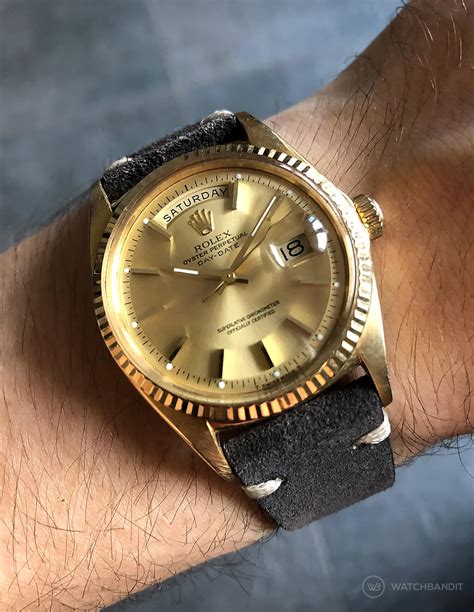 new rolex day date leather strap|rolex day date leather band.